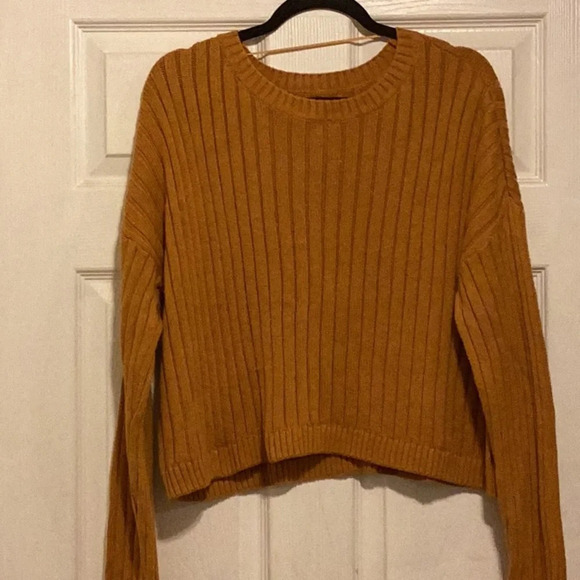 PACSUN LA HEARTS Women's Cropped Sweater Ribbed Brown/Mustard Size Medium - Picture 5 of 7